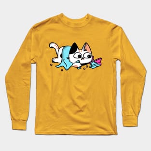 Cozy Gamer Cat Long Sleeve T-Shirt